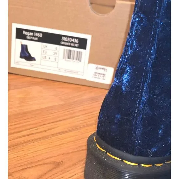 Dr Martens 1460 Deep Blue Crushed Velvet Boots - US 8 - Picture 5 of 8